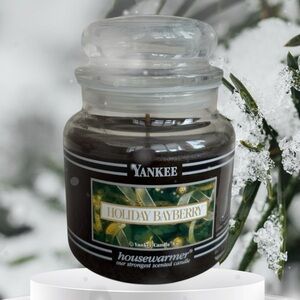 Yankee Candle Jar Holiday Bayberry Rare Vintage Black Band Dark Green 14.5 Oz
